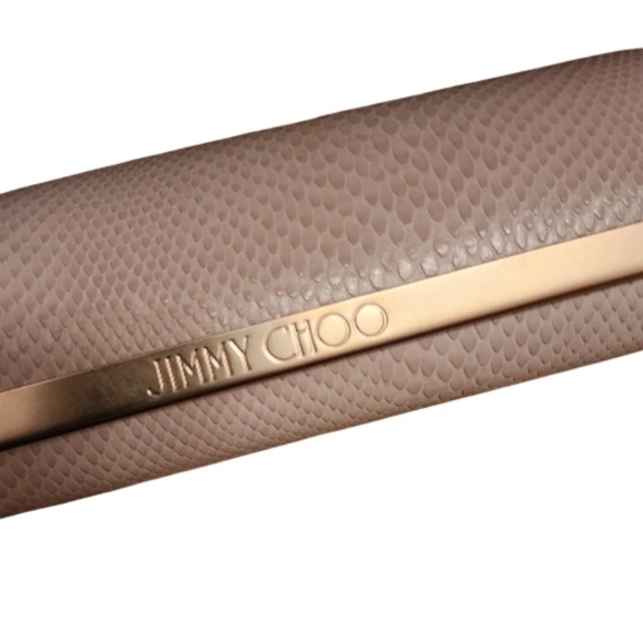 JIMMY CHOO Sunglasses Hard Case  Taupe Embossed Snakeskin with Gold Logo - Picture 9 of 13